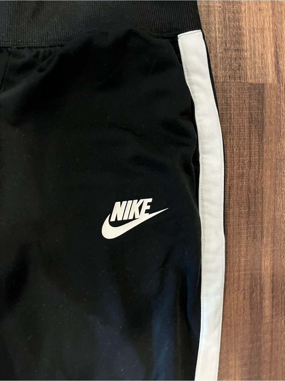 Nike Black Track Joggers with White Side Stripes - Picture 2 of 3